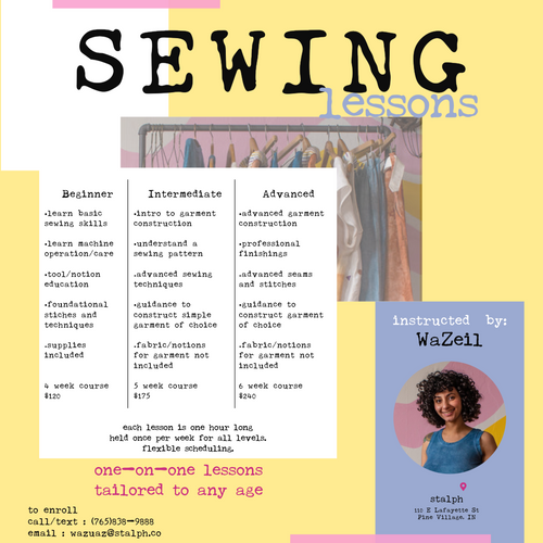(4 Week) Total Travel Fee: Sewing Lessons with WaZeil